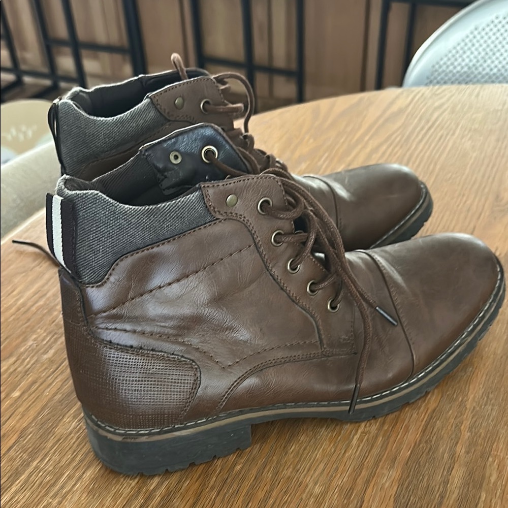 Vostey Brown Leather Ankle Boots Classic Design